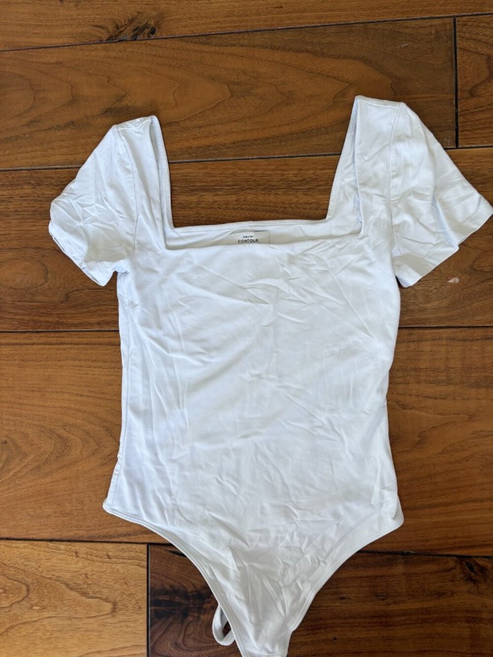 Aritzia Babaton Contour Square Neck Short Sleeve White Bodysuit Medium